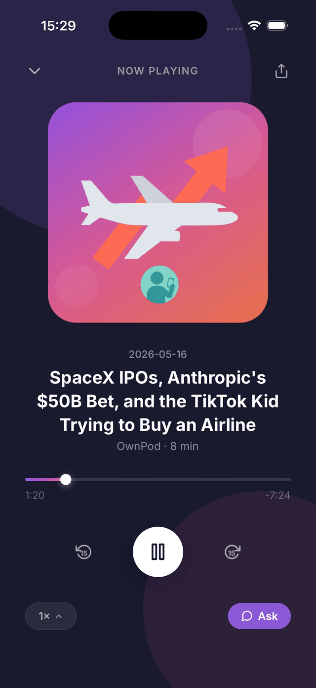 OwnPod audio player screen